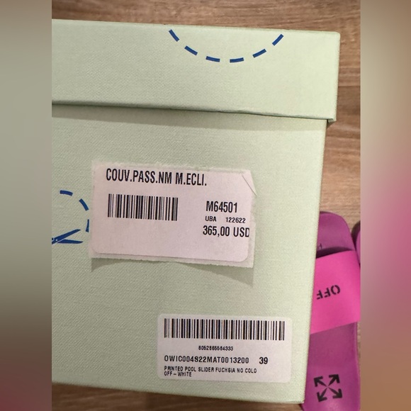 Off-White Fucshia/pink slides size 39/womens 9 - Picture 10 of 10